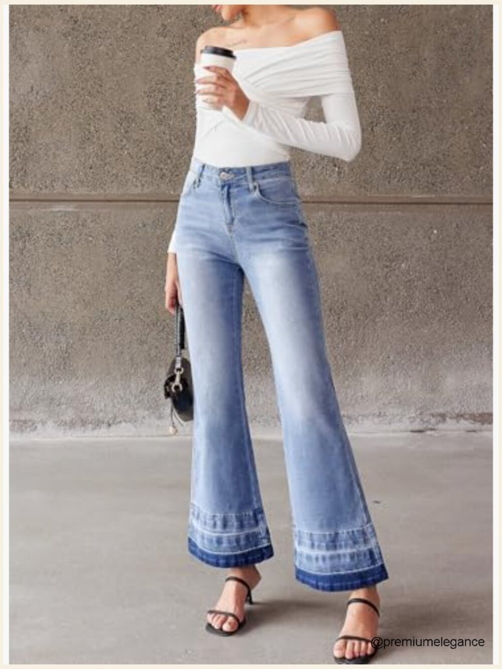 High Waist Bell Bottom Stretch Flare Jeans - Picture 4 of 7